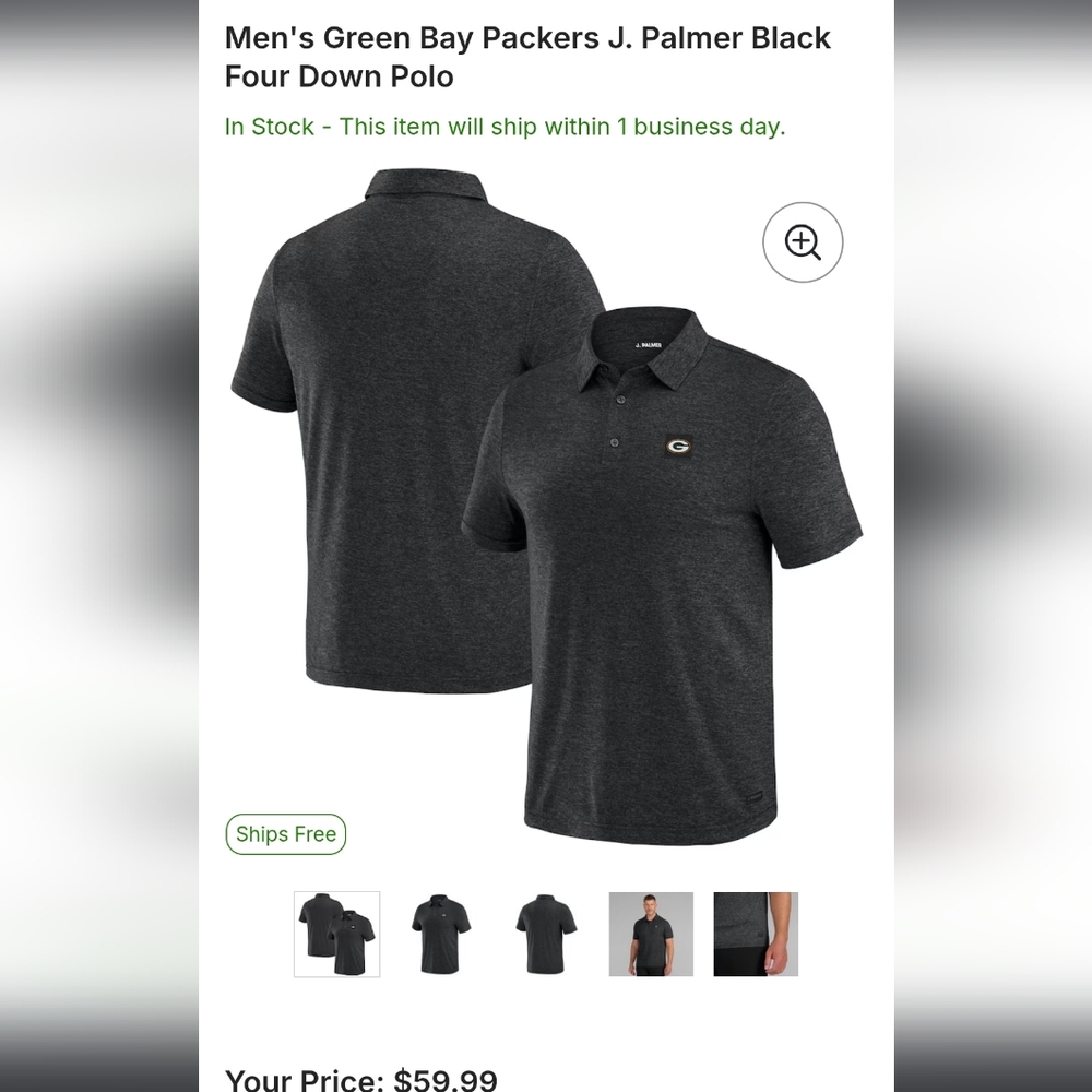 Men's Grey Green Bay Packers Gray Polo Shirt